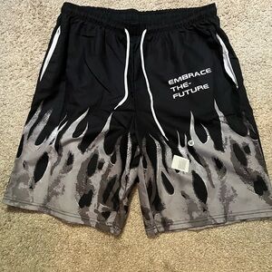 Embrace The Future Men's Black & Gray Graphic Athletic Shorts